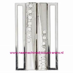 Metalen Gesp "Zilver" met strass stenen 60 Mm Union Knopf art.nr. 501000
